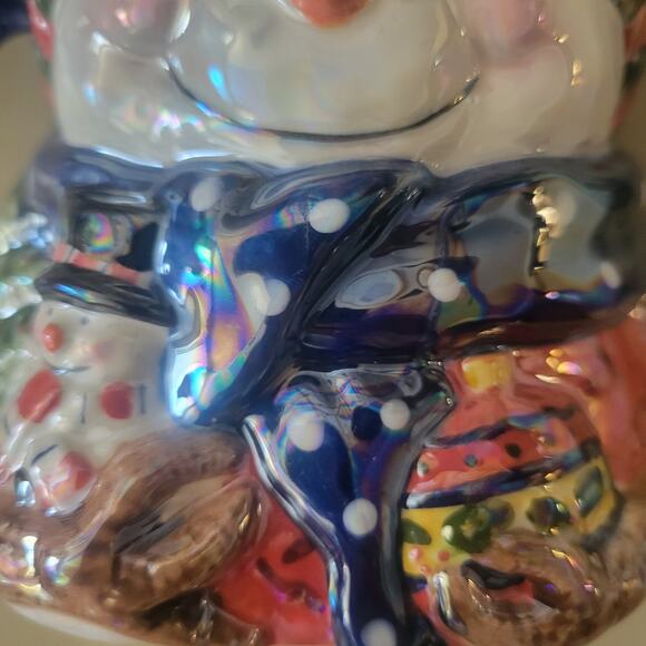 Christmas Jolly Snowman Ceramic Candle Style Eyes by Baum Bros Never used! VTG - Picture 4 of 8